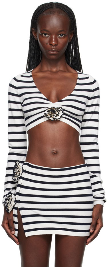 Пуловер Jean Paul Gaultier Jean Paul Gaultier 'The Flower' Striped Crop Top Бяло | 23/12-F-PL029-M048-0359, 0