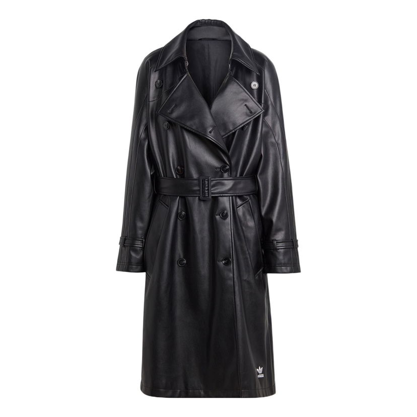 Тренчкот adidas Originals Adicolor Trefoil Faux Leather Trench Coat Черно | II6083