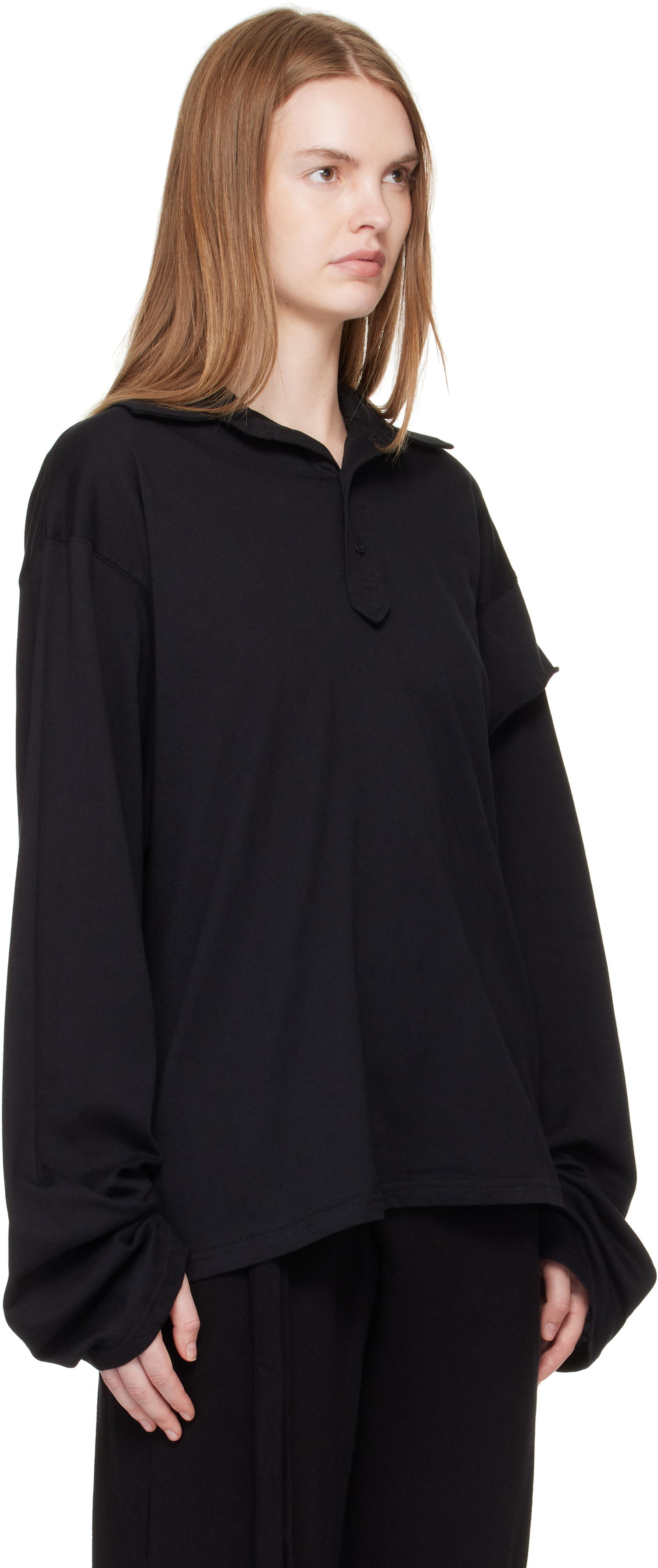 Поло тениска Ottolinger Ottolinger Long Sleeve Polo Черно | 115-102915-02, 1