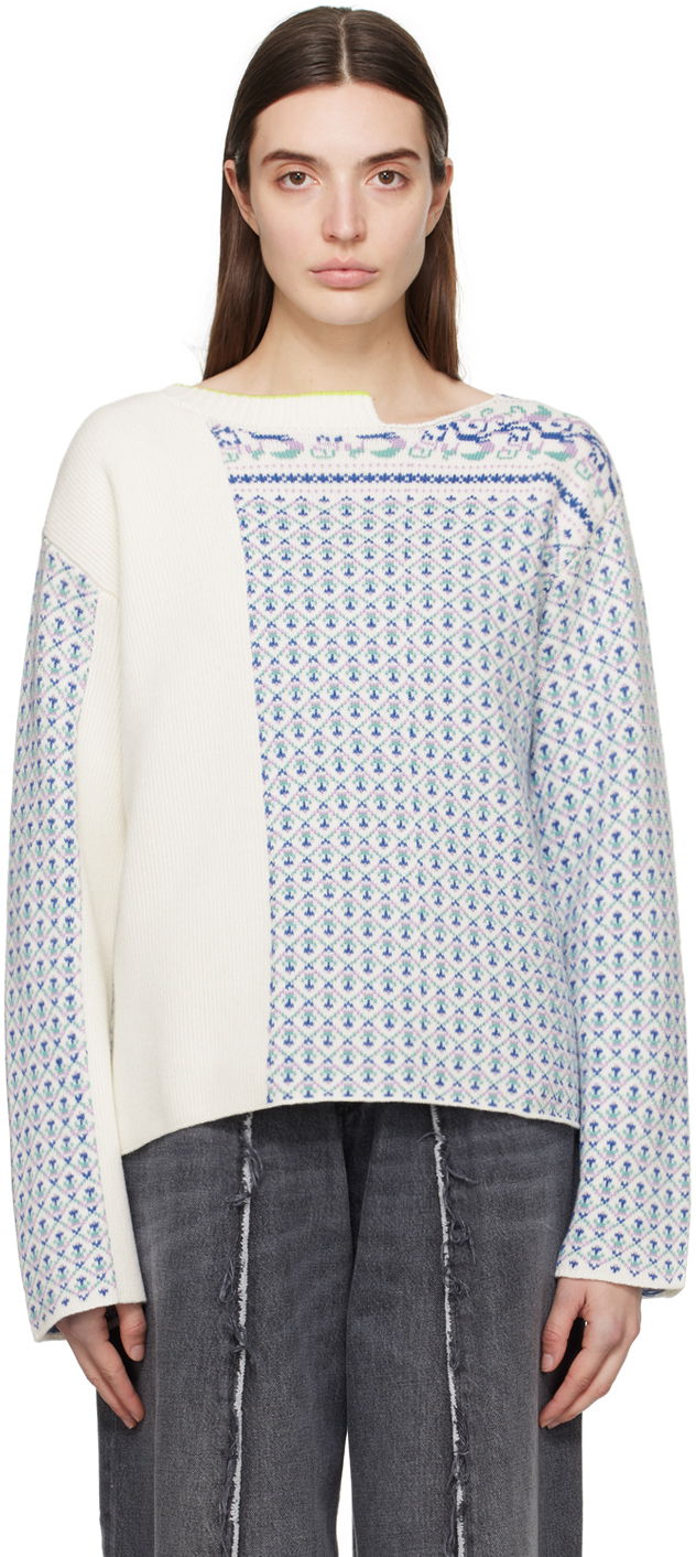 Пуловер Maison Margiela MM6 Paneled Sweater Синьо | SH0HL0003 S18451, 0