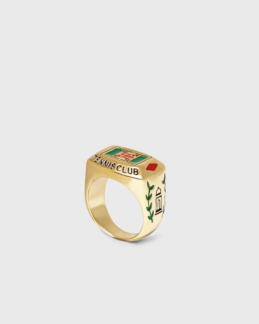 Пръстен Casablanca Gold Tone Tennis Club Enamel Signet Ring Металик | APF25-JW-087-01