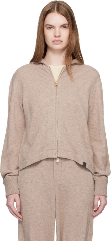 Суитчър Max Mara Full-Zip Knitted Hoodie Mxpfilm Бежово | 2611921058600, 0