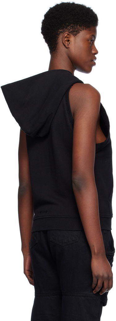 Суитчър We11done We11done Sleeveless Zip-Up Hoodie Черно | WD-TJ0-24-756-W-BK, 2