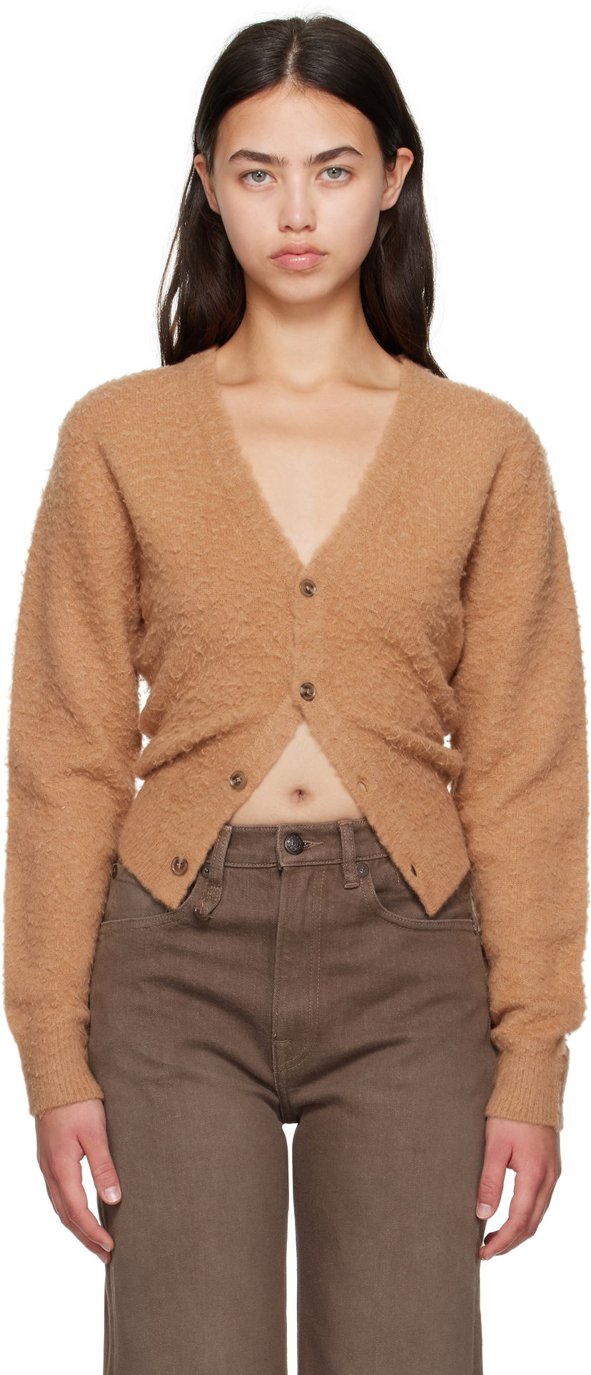 Пуловер R13 R13 Split Hem Cardigan Кафяво | R13WY291-Y213A
