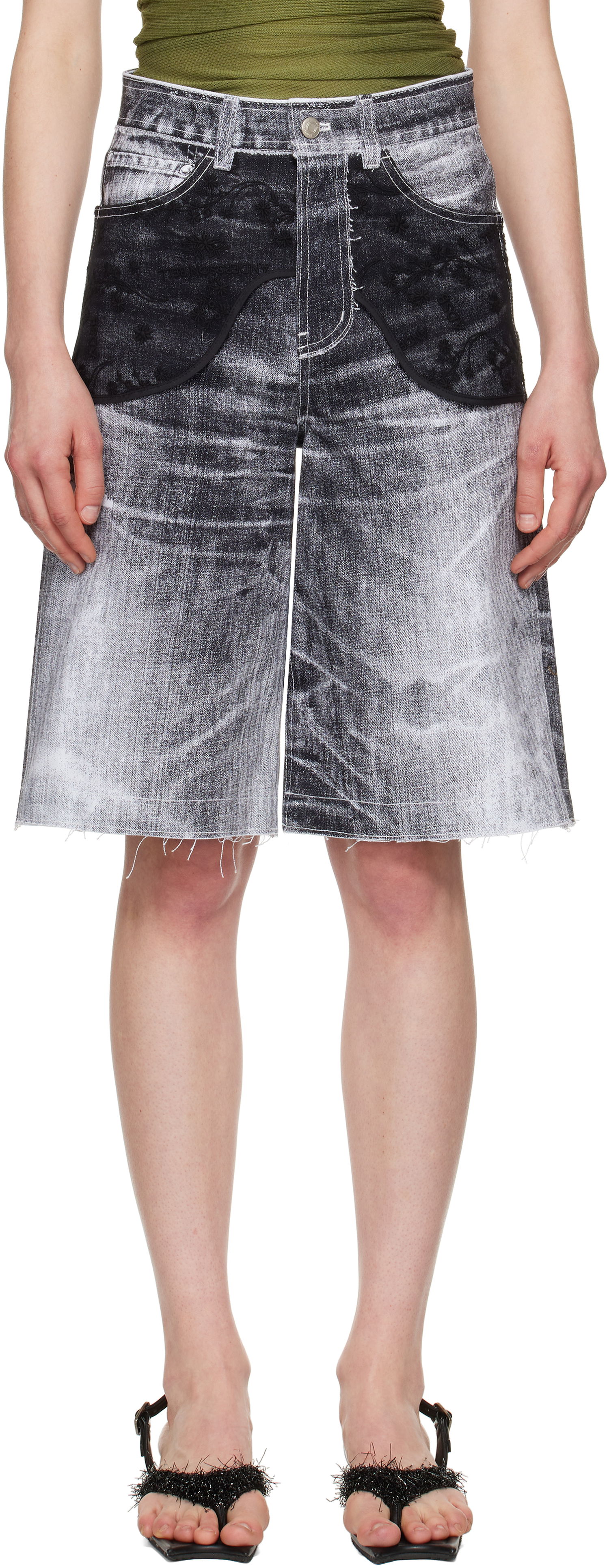 Къси панталони Andersson Bell Andersson Bell Lace Paneled Denim Shorts Сиво | apa794w, 0