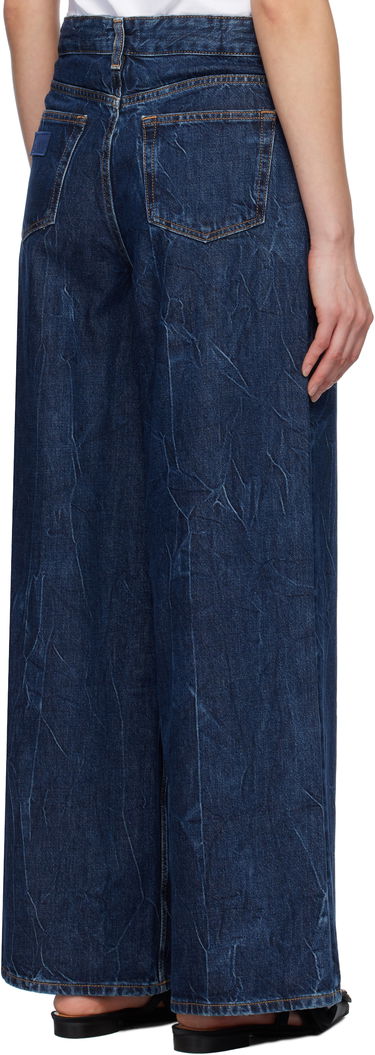Дънки GANNI GANNI Crinkled Future Denim Marri Wide-Leg Jeans Синьо | J1593, 2
