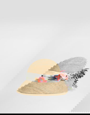 Шапка Dolce & Gabbana Floral-print Band Raffia Hat Бежово | LB5H67G7PWES9000, 2