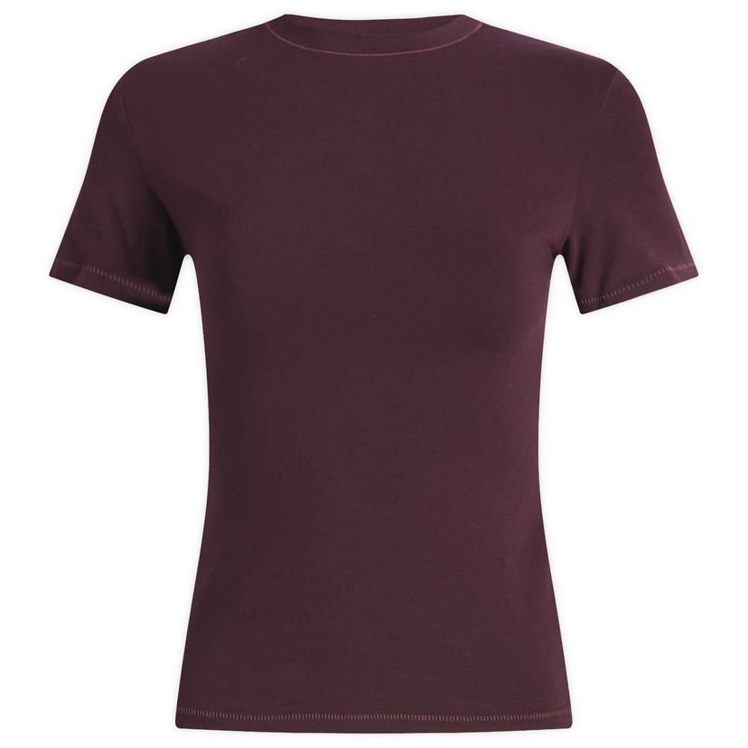 Тениска SKIMS Cotton Jersey T-Shirt, Size Large Бургунди | AP-TSH-0638-CUR