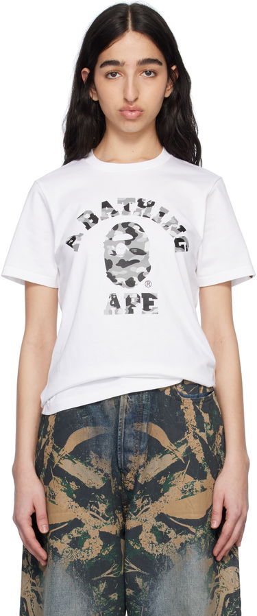 Тениска BAPE A Bathing Ape College Graphic T-Shirt Бяло | 001TEL302012L, 0