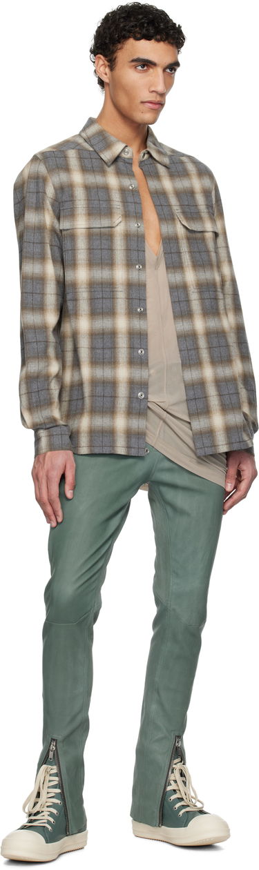 Риза Rick Owens Rick Owens Hollywood Plaid Overshirt Кафяво | RU01E5236 CP, 3