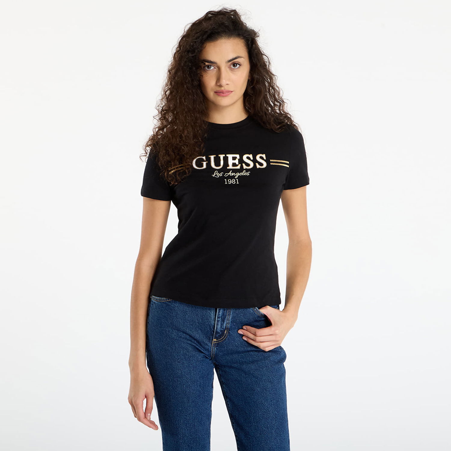Тениска GUESS T-Shirt Bibia Ss Los Angeles 1981 Черно | V5BI15KA260-JBLK, 0