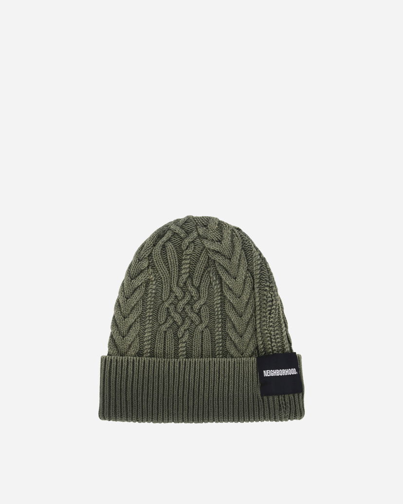 Шапка Neighborhood Cable Knit Beanie Зелено | 24213NH-HT01 OD