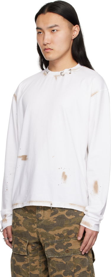 Пуловер We11done We11done Pierced Long Sleeve T-Shirt Бяло | WD-TT0-25-771-U-WH, 3