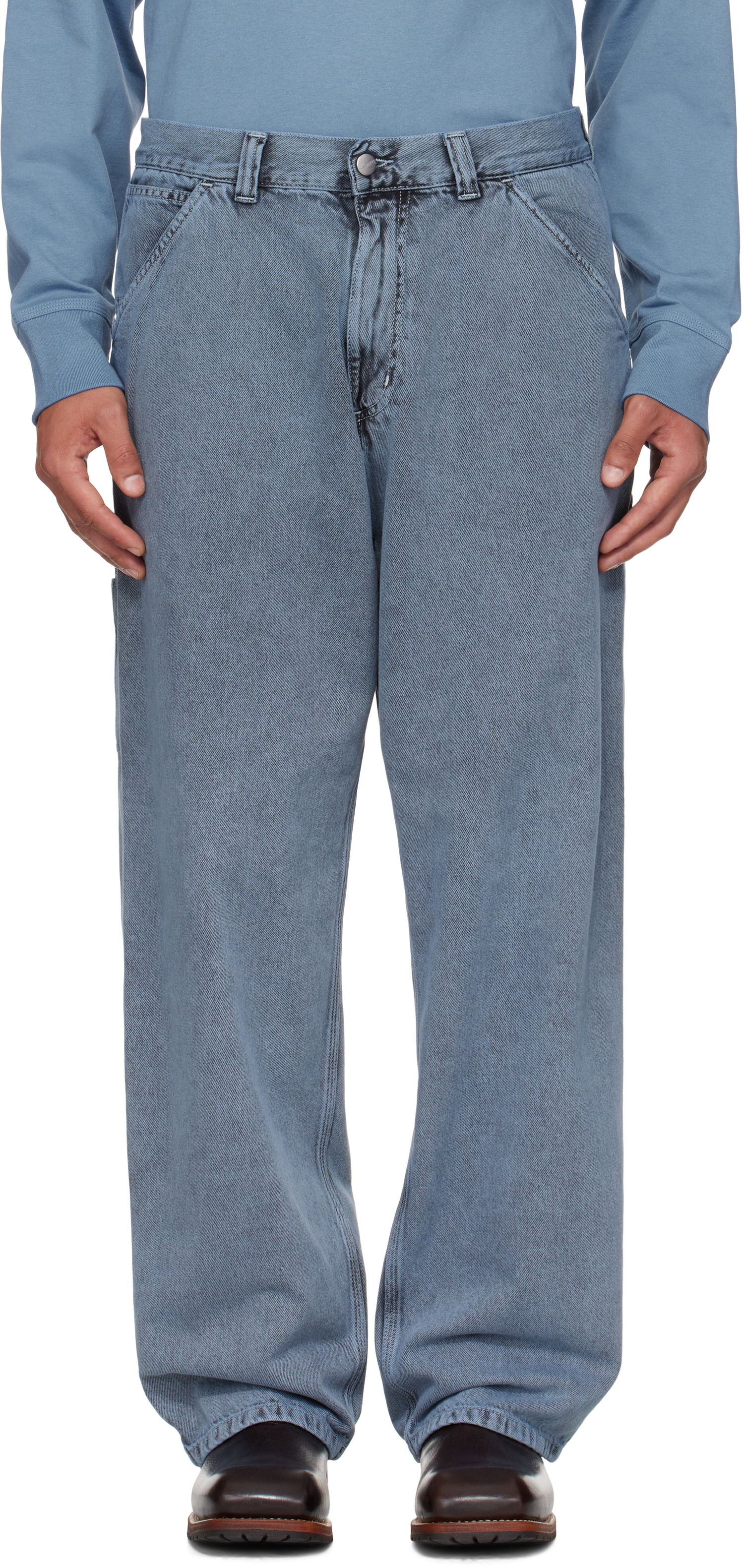 Дънки Carhartt WIP Single Knee Jeans Синьо | I035819, 0
