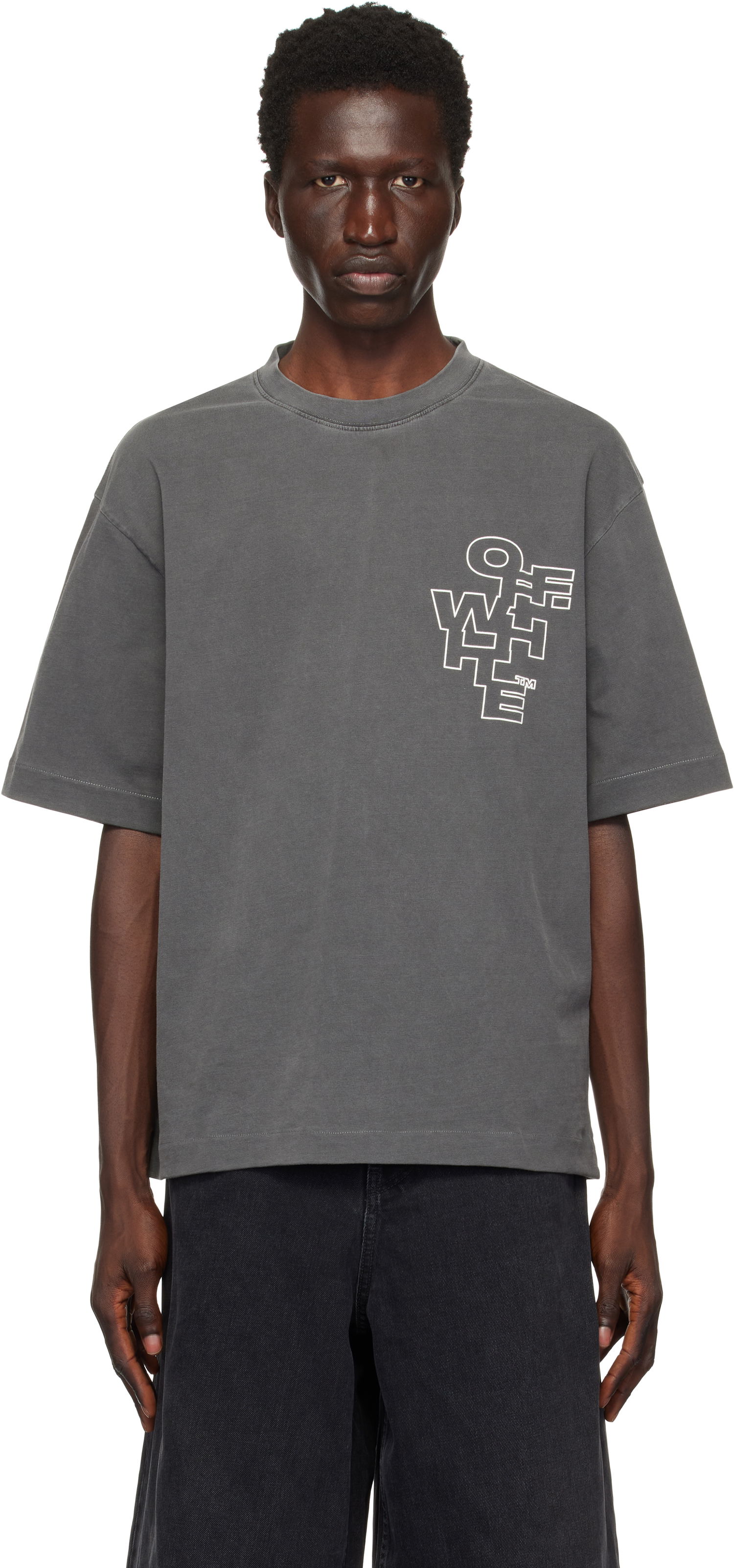Тениска Off-White Outline Arrow Graphic T-Shirt Сиво | OMAA120F24JER0041001, 0