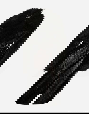 Палта Dolce & Gabbana Alpaca And Eel Skin Single-breasted Coat With Belt Черно | F0G1XFGDCP5N0000, 0