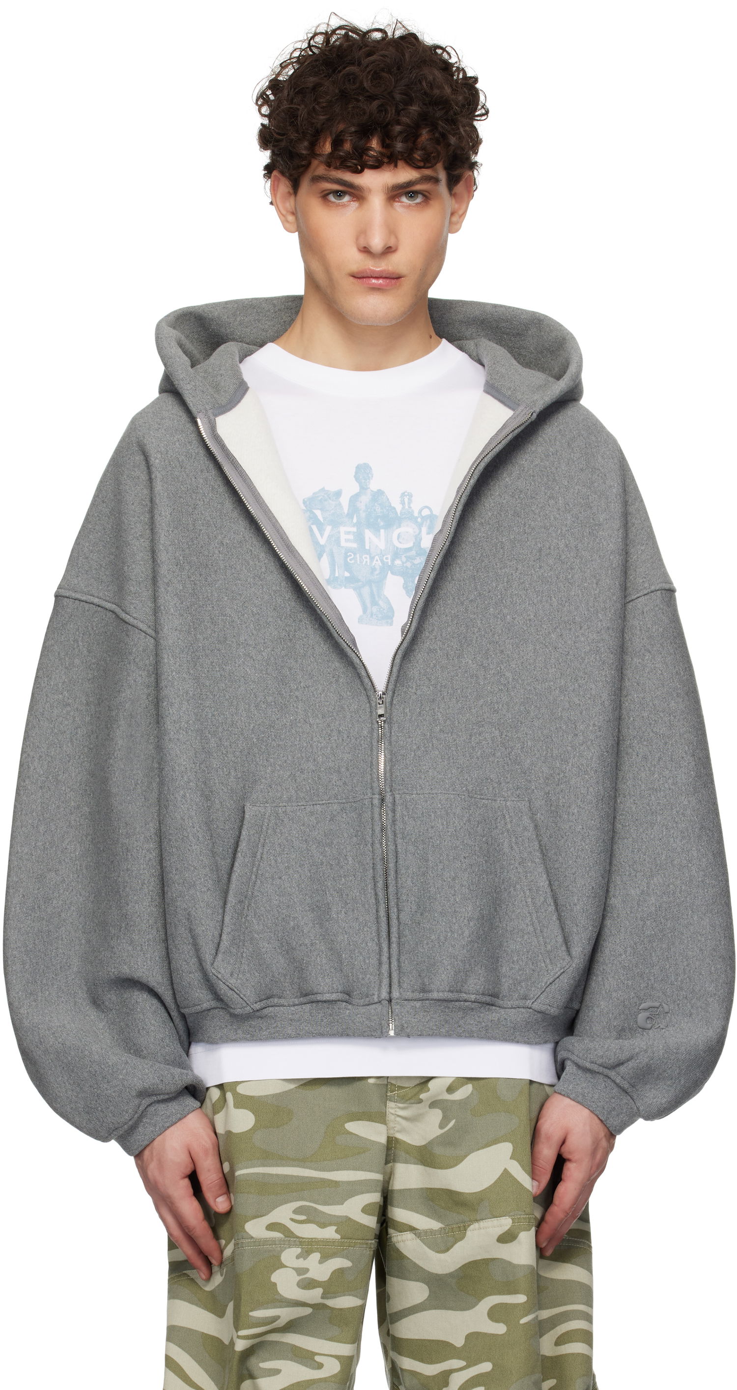Суитчър Alexander Wang Dense Fleece Star Zip-Up Hoodie Сиво | 6CC2242051, 0