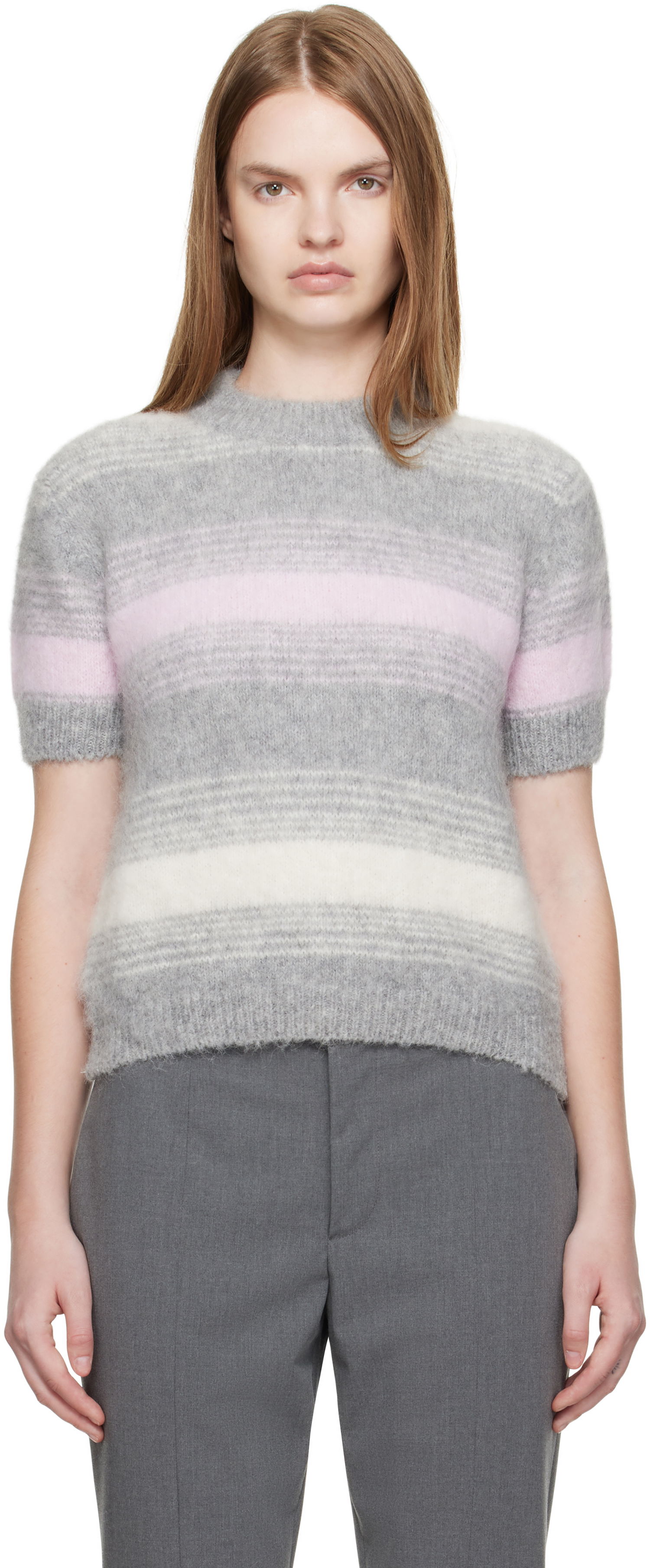 Пуловер KENZO Kenzo Paris 'KENZO Speed Stripe' Short Sleeve Sweater Сиво | FF62TO6053CG, 0