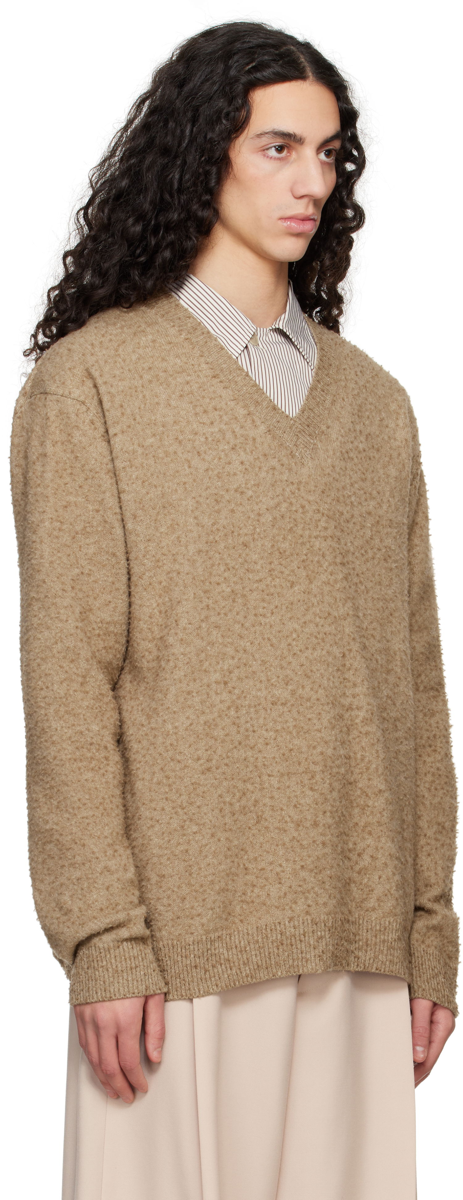 Пуловер Maison Margiela Maison Margiela Pilling V-Neck Sweater Кафяво | S50HN0011 M13108, 1