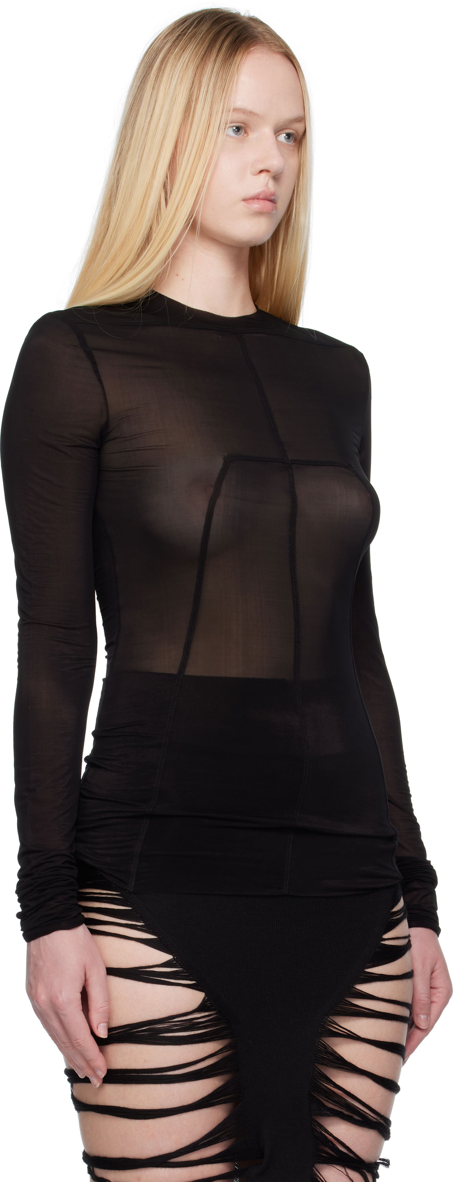 Фланелка Rick Owens Rick Owens Lido Stretch Cupro Jersey Top Черно | RO01E7265 BZ, 1