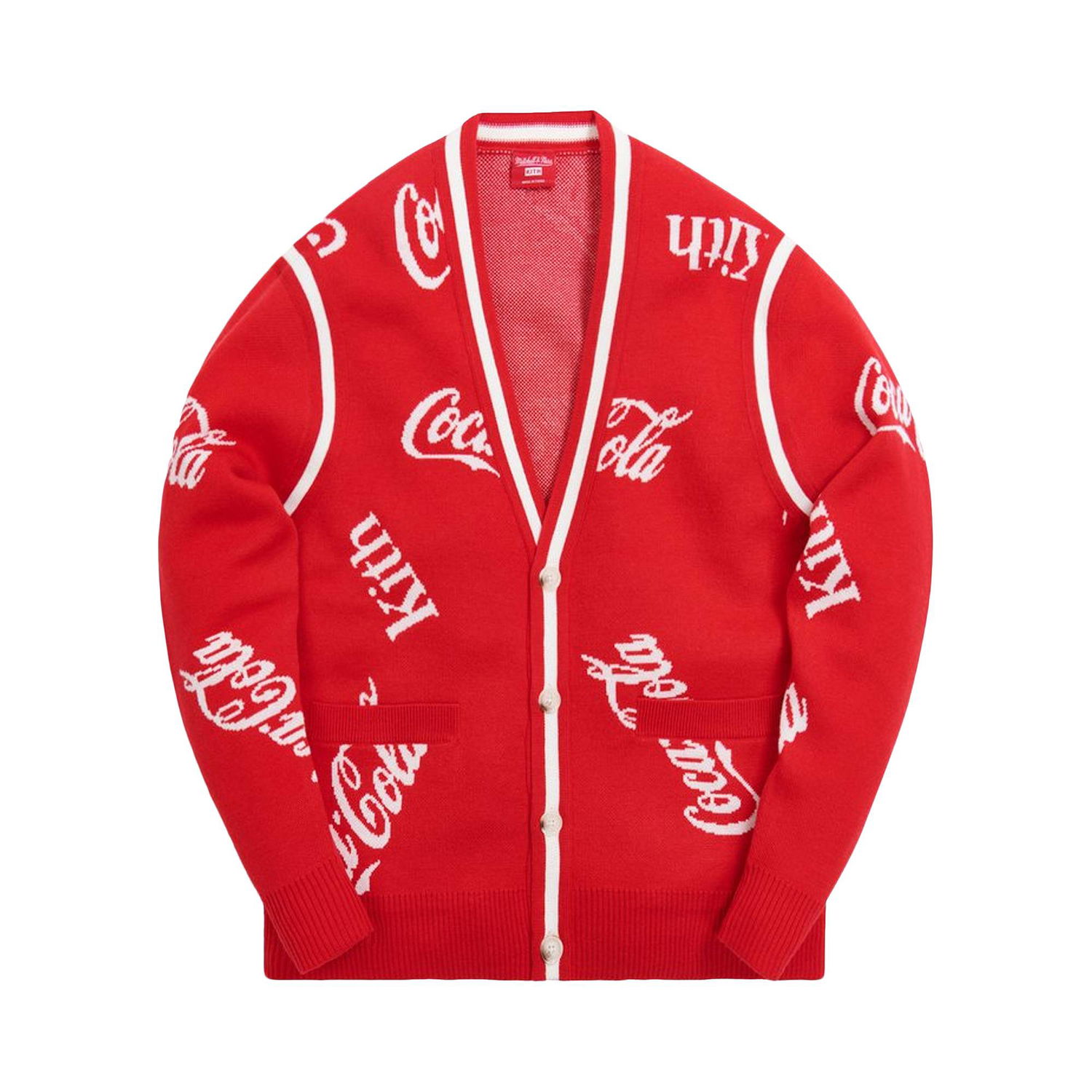 Пуловер KITH x Coca-Cola x Mitchell & Ness Coke Logo Cardigan Червено | MNSWTRKM19027 CREA, 1