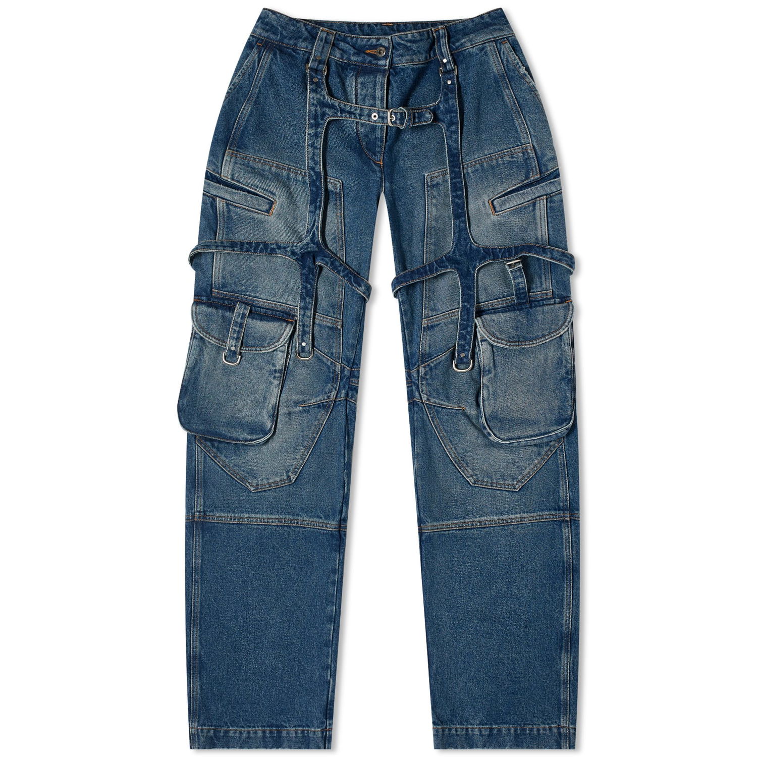 Панталони Off-White Cargo Oversized Denim Pants Синьо | OWYB018C99DEN0014500, 0