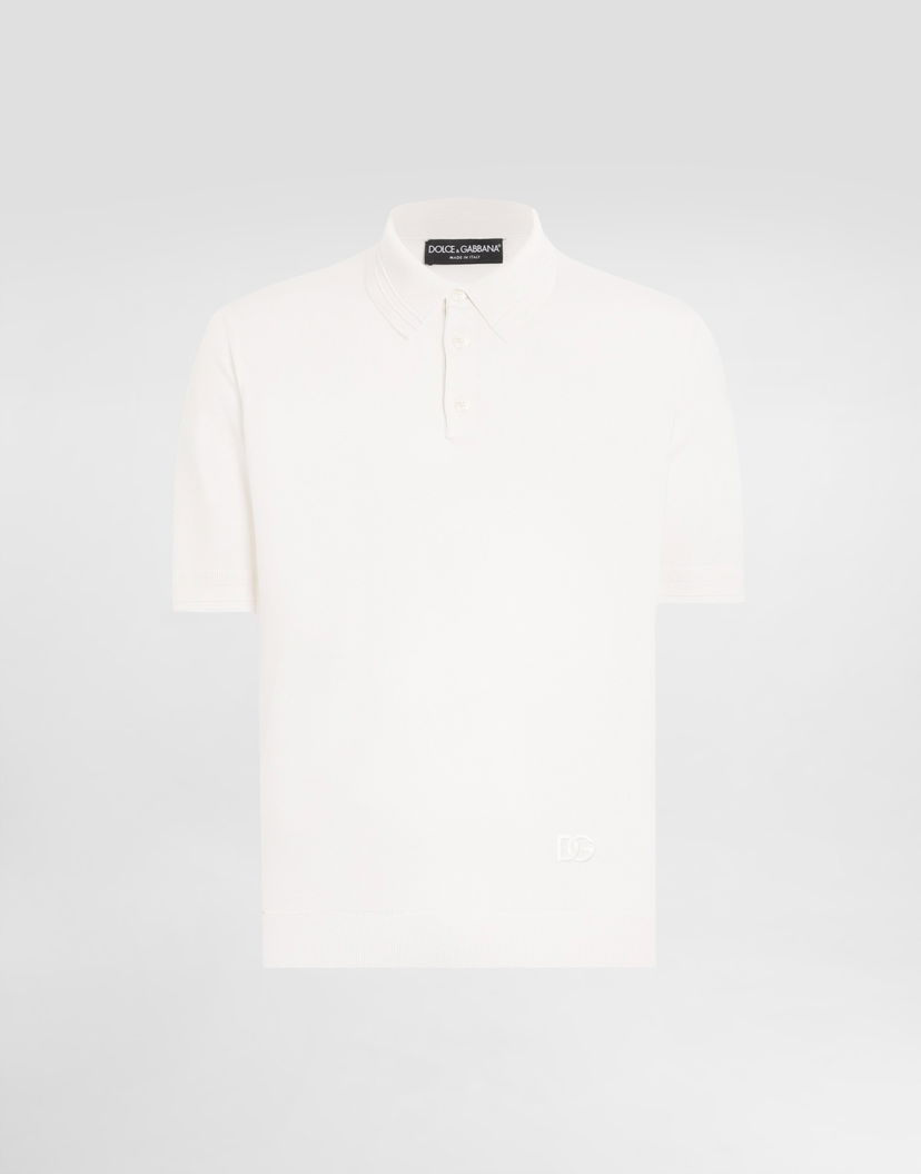 Поло тениска Dolce & Gabbana Dolce & Gabbana Satin Silk Polo Shirt Бяло | GXZ02ZJBSLVW0800
