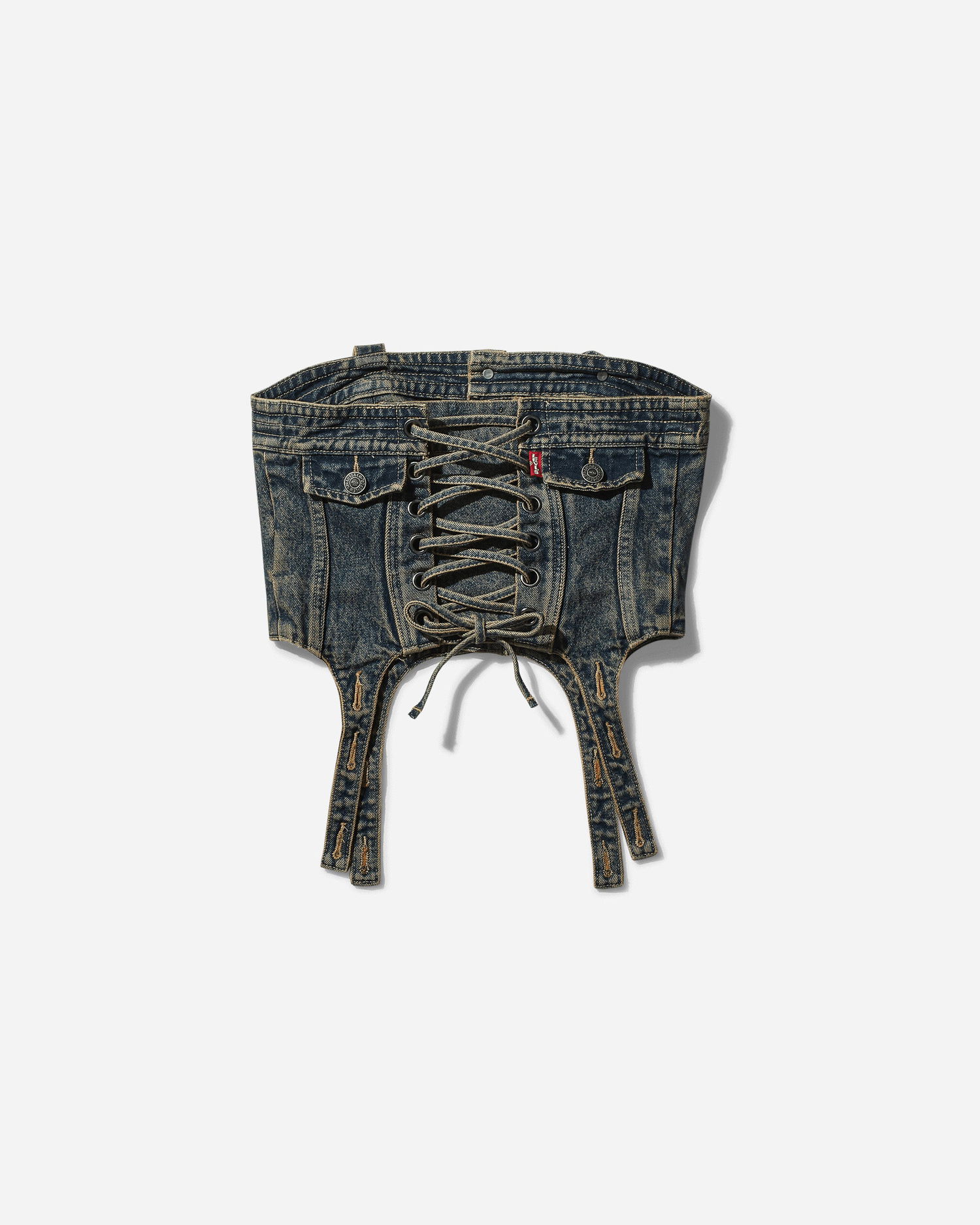 Съкратен топ Levi's Denim Corset Top Сиво | 00E8-0000 70, 0
