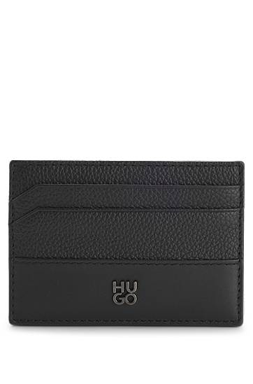 Портфейл BOSS Leather card holder with stacked-logo trim Черно | 50548764, 0