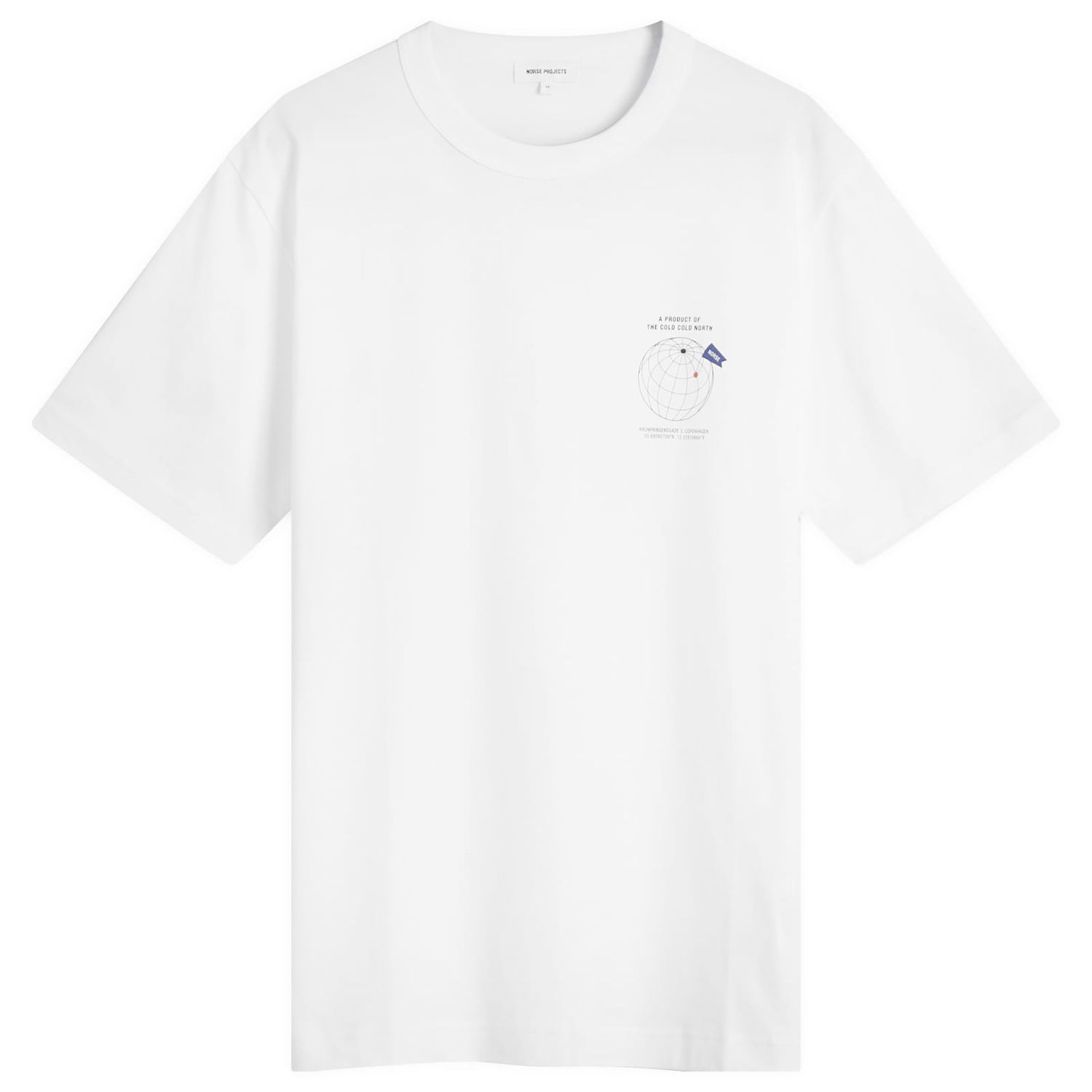 Тениска NORSE PROJECTS Norse Projects Holger Globe Print T-Shirt, Size Large Бяло | N01-0682-0001, 1