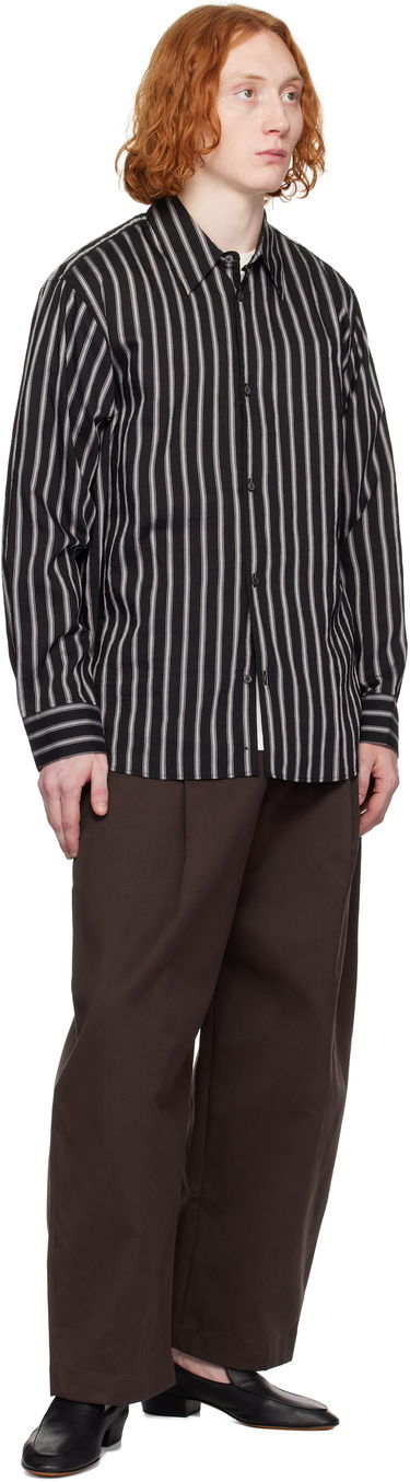 Риза Studio Nicholson Studio Nicholson Striped Button-Down Shirt Черно | VIEW SNM - 1126, 3