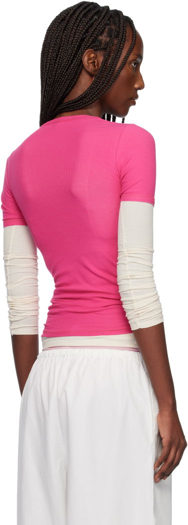 Тениска Baserange Ribbed Heart Cutout T-shirt Розово | TTHTS-CR-WI25, 2