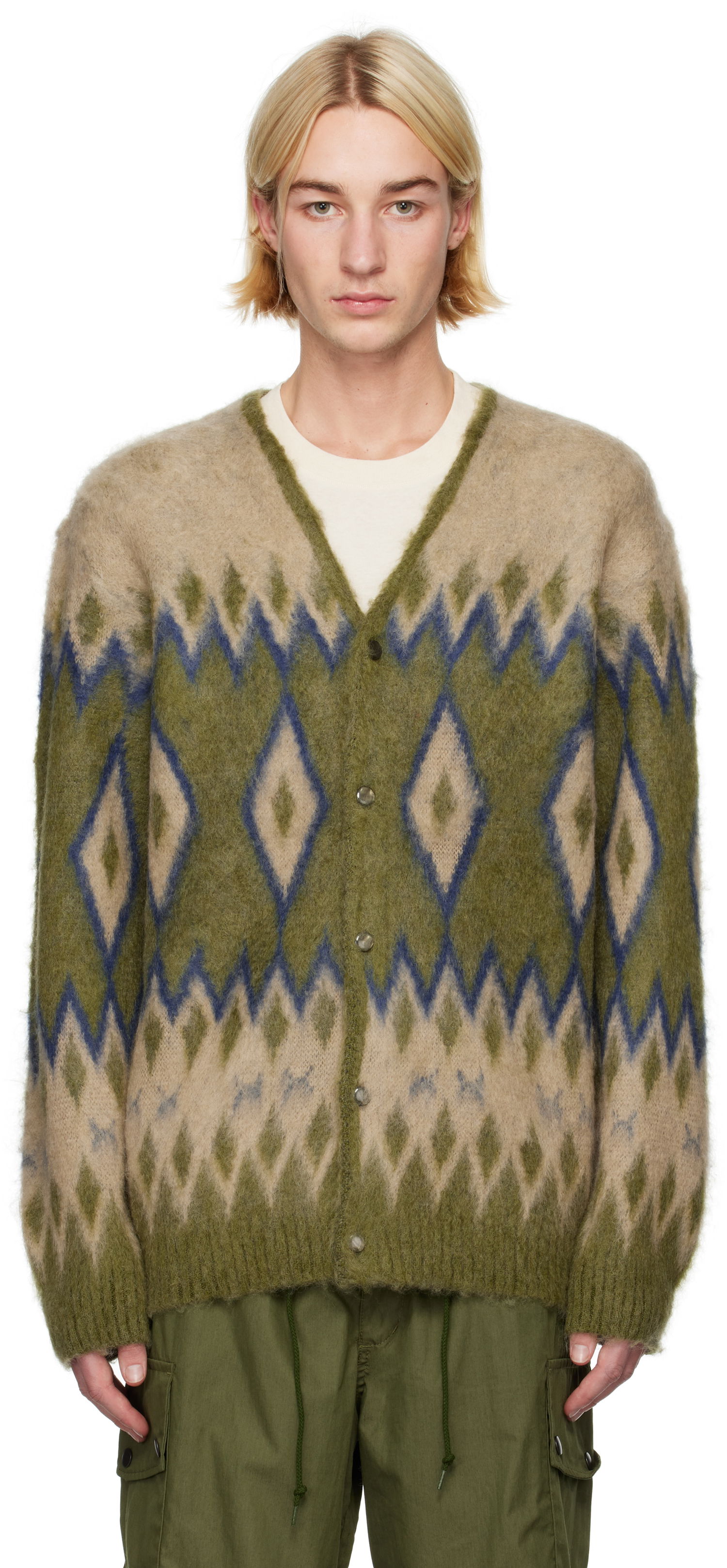 Пуловер Needles Cardigan Mohair Diamond Зелено | PU310, 0