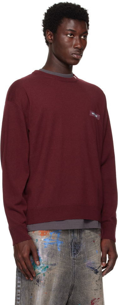 Пуловер We11done We11done Logo Knit Pullover Sweater Бургунди | WD-KO2-25-651-U-WN, 1