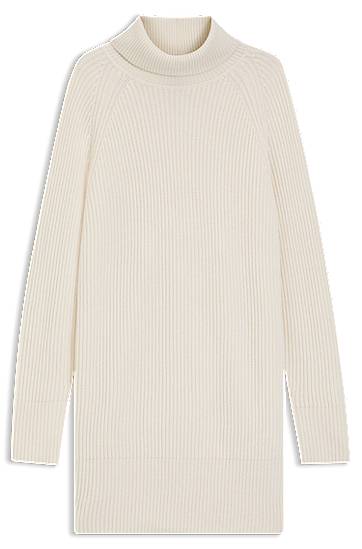 Pокля BOSS Ribbed Rollneck Sweater Dress in Virgin Wool and Cashmere Бяло | 50548795, 0