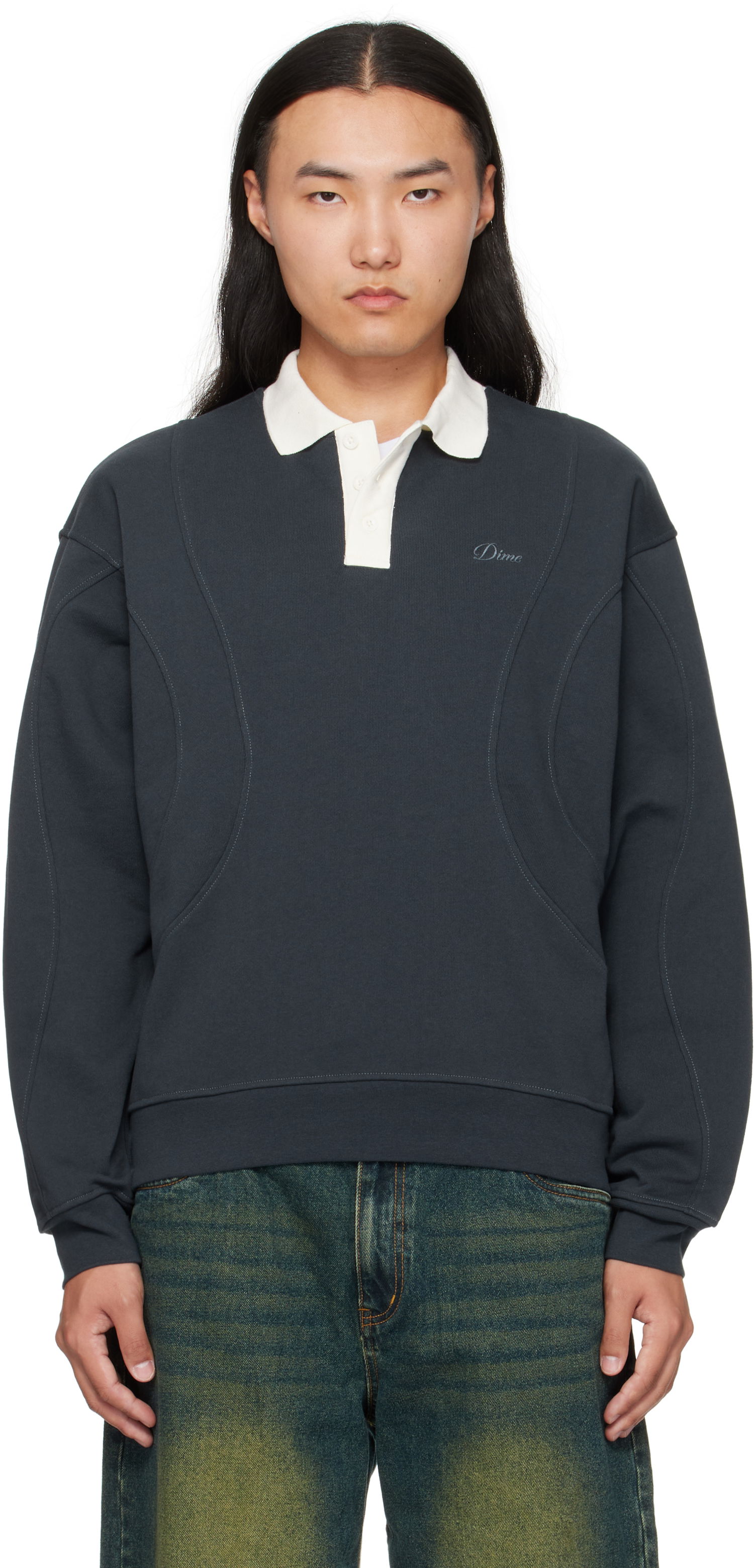 Поло тениска Dime Dime French Terry Rugby Polo Черно | DIMEFA255NVY, 0