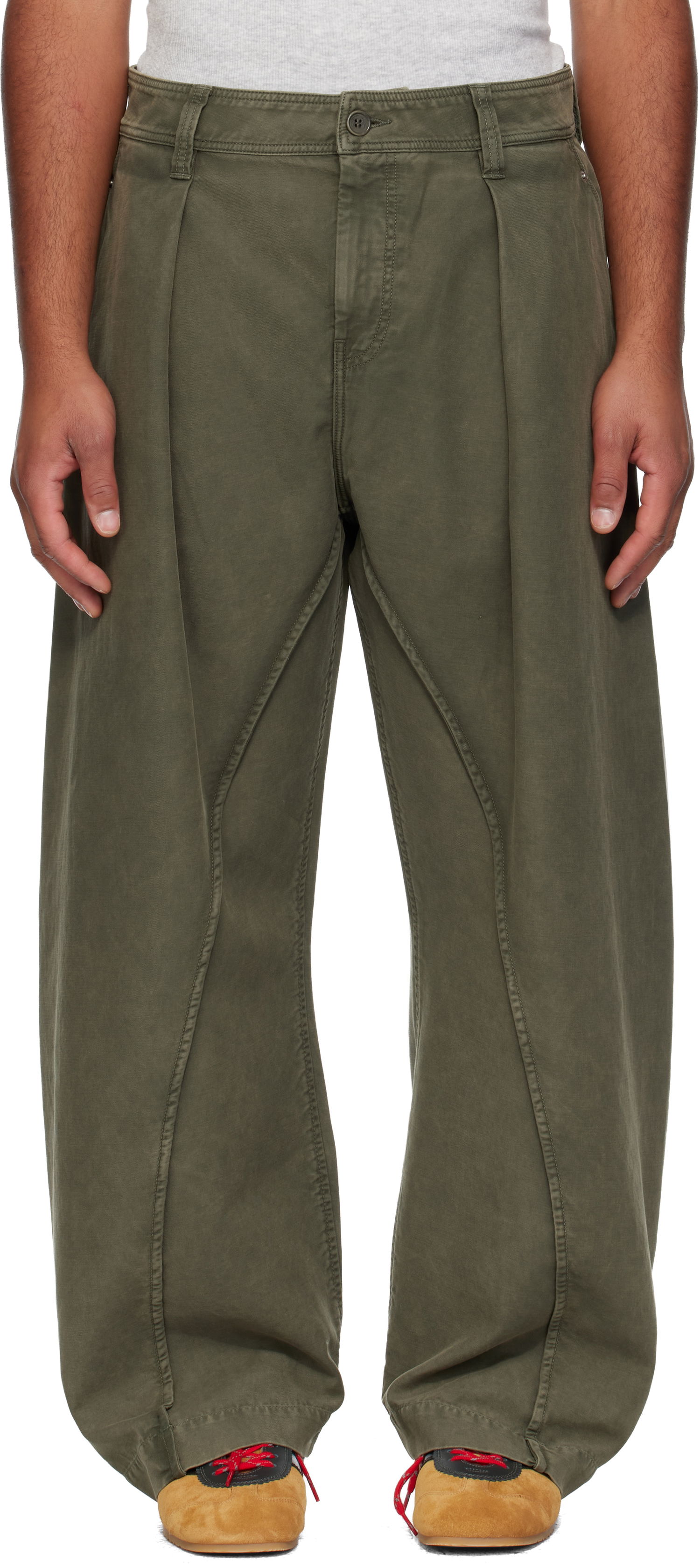 Панталони JW Anderson Twisted Seam Trousers Зелено | TR0423-PG1600, 0