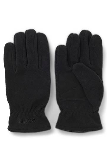 Ръкавици BOSS Fleece gloves with faux-suede palms Черно | 50548737
