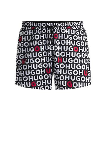 Къси панталони BOSS Swim Shorts with Logo Print and Drawcord Черно | 50535412, 0