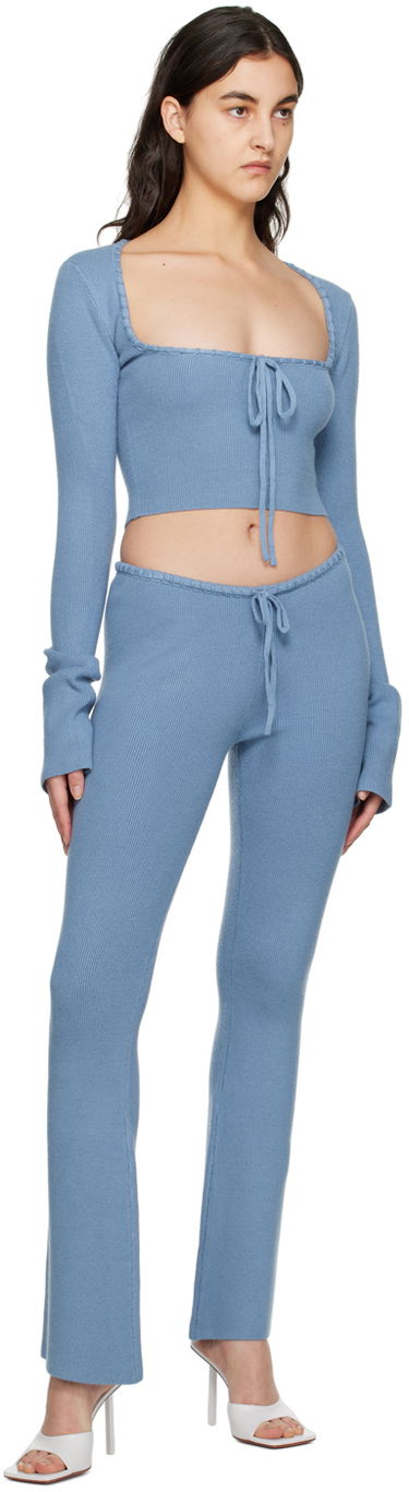 Пуловер GUIZIO Guizio Bow Cropped Knit Sweater Синьо | DGF22K302_BLU, 3