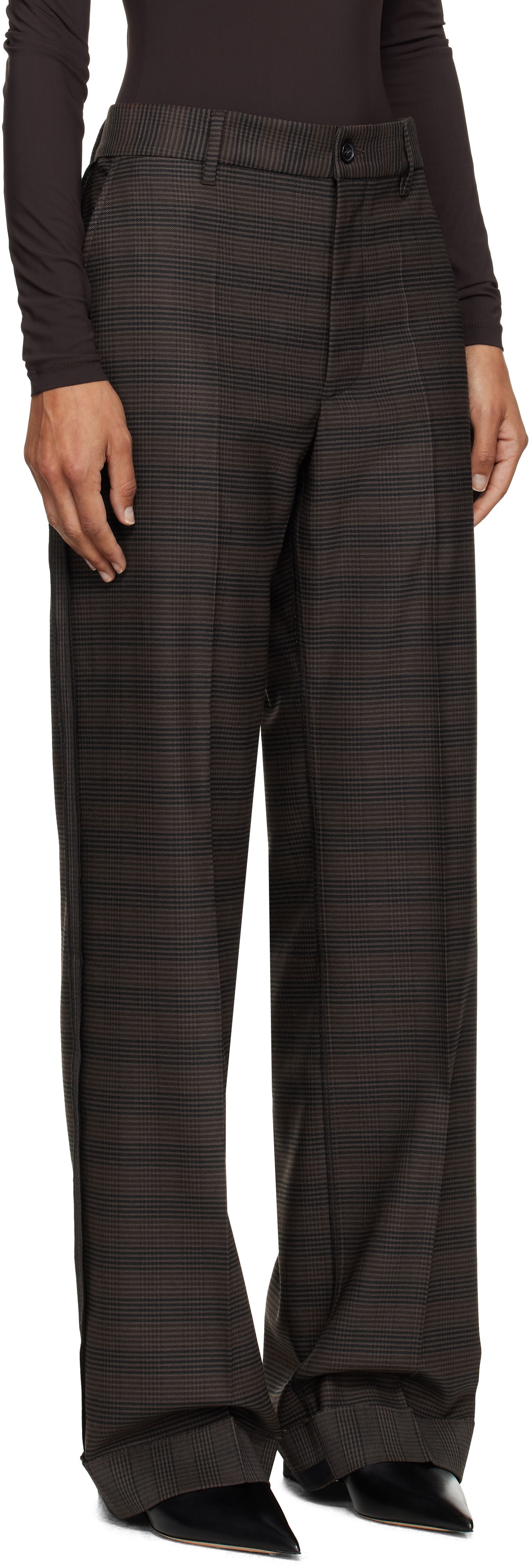 Панталони Maison Margiela MM6 Maison Margiela Checked Tailoring Trousers Кафяво | S52KA0536 M35475, 1