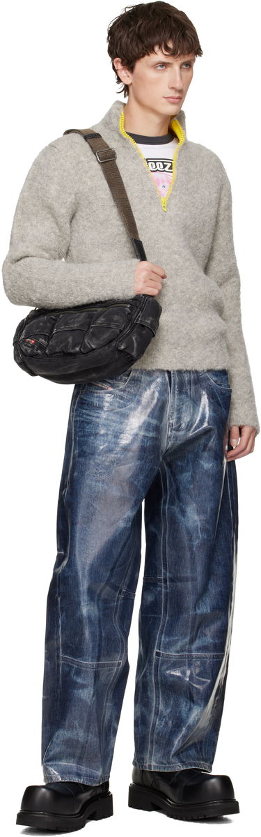 Чанта през рамо Diesel Rave X Washed Denim Crescent Shoulder Bag Черно | X10414-P4485-T8013, 3