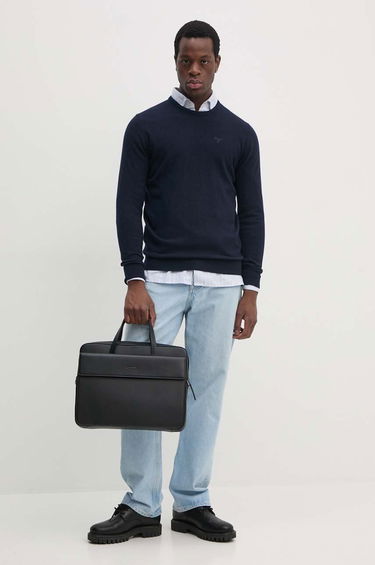 Пуловер Barbour Wool Crewneck Sweater Тъмно синьо | MKN0345, 1