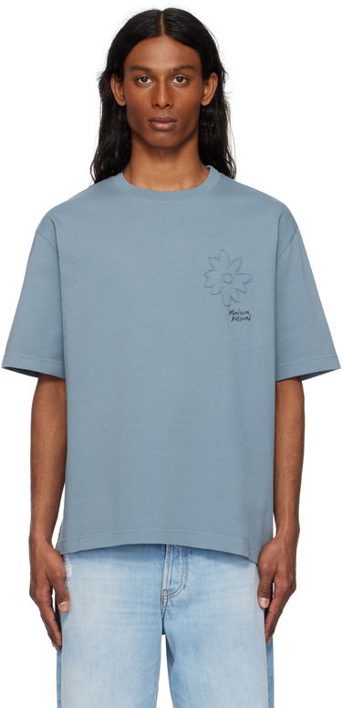 Тениска MAISON KITSUNÉ Maison Kitsuné Crafted Daisy Oversize T-Shirt Синьо | OM00124KJ7020, 0