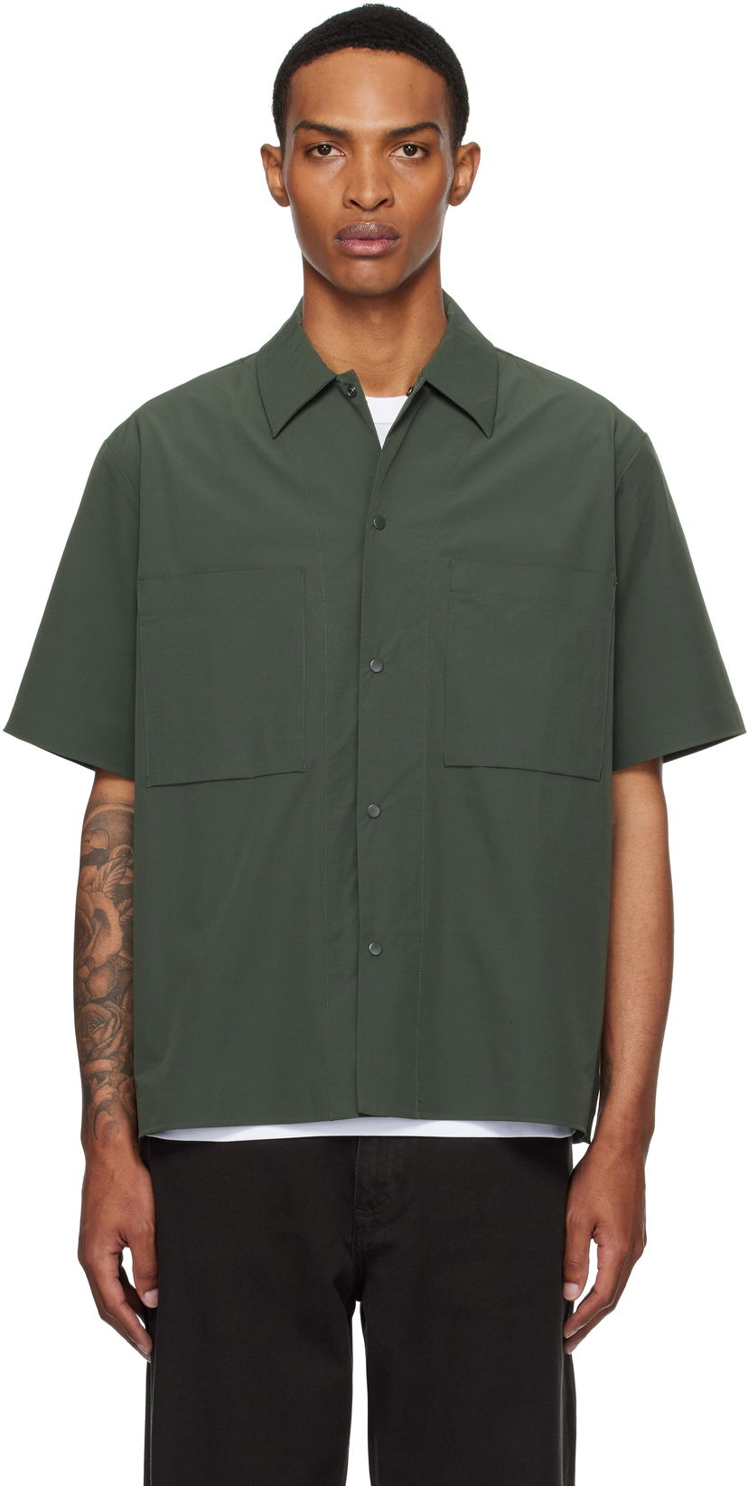 Риза NORSE PROJECTS Norse Projects Hermann Travel Light Short Sleeve Shirt Зелено | N40-0824