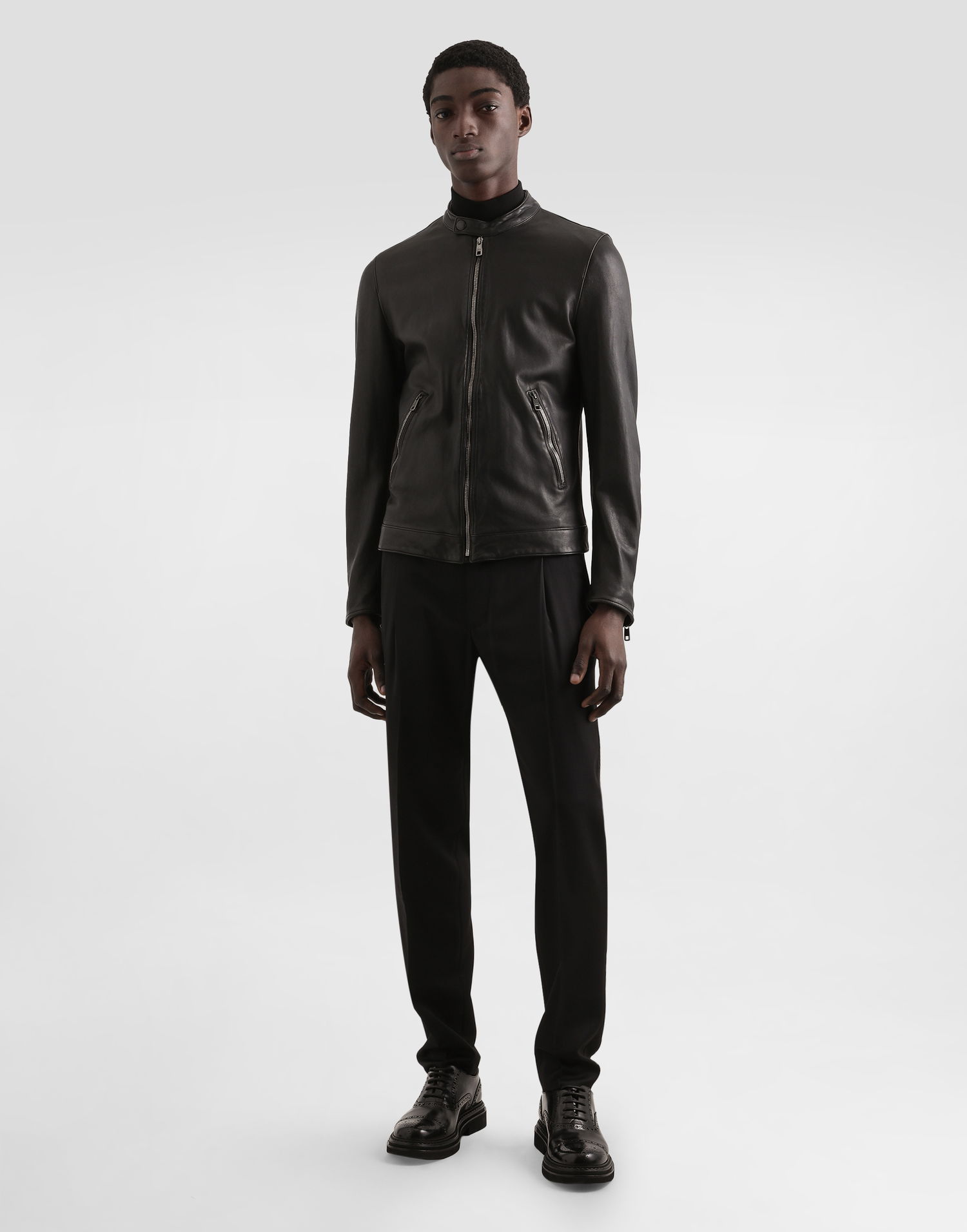 Яке Dolce & Gabbana Dolce & Gabbana Zip Closure Leather Jacket Черно | G9BUGLGJ744N0000, 1