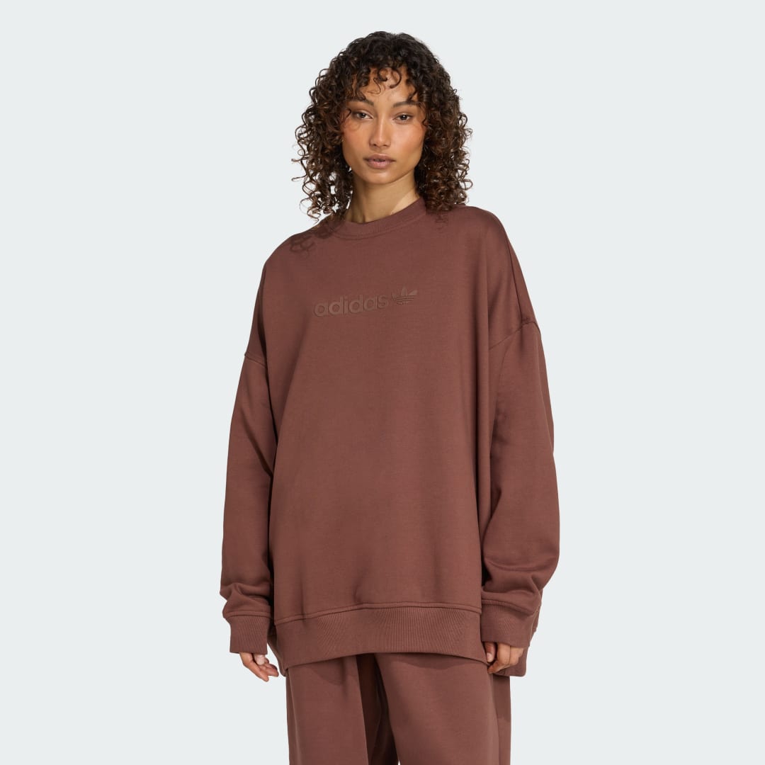 Суитчър adidas Performance Essentials Linear Oversized Crewneck Sweatshirt Кафяво | JW1018, 0