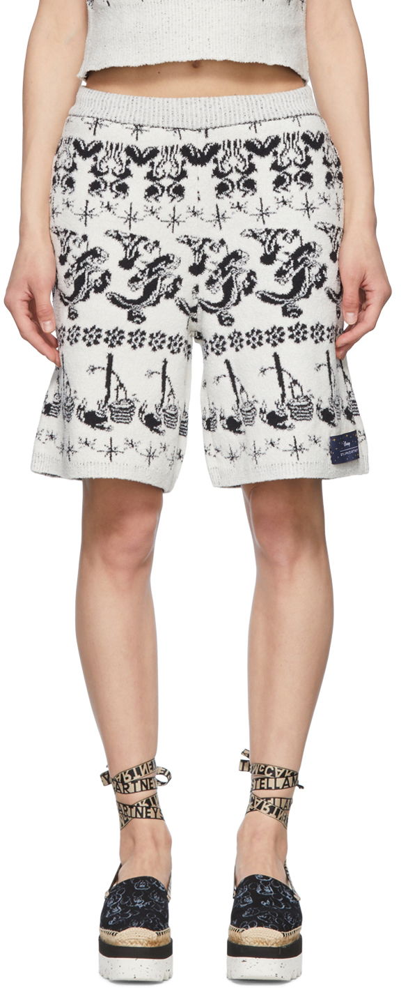 Къси панталони Stella McCartney Fantasia Fair Isle Knit Shorts Бяло | 6K00173S7256