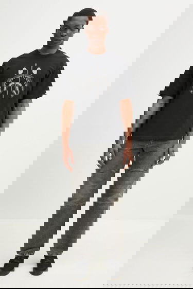 Тениска BAPE T-Shirt Chain Stitch Shark Appliqué Черно | 1L30109343, 4