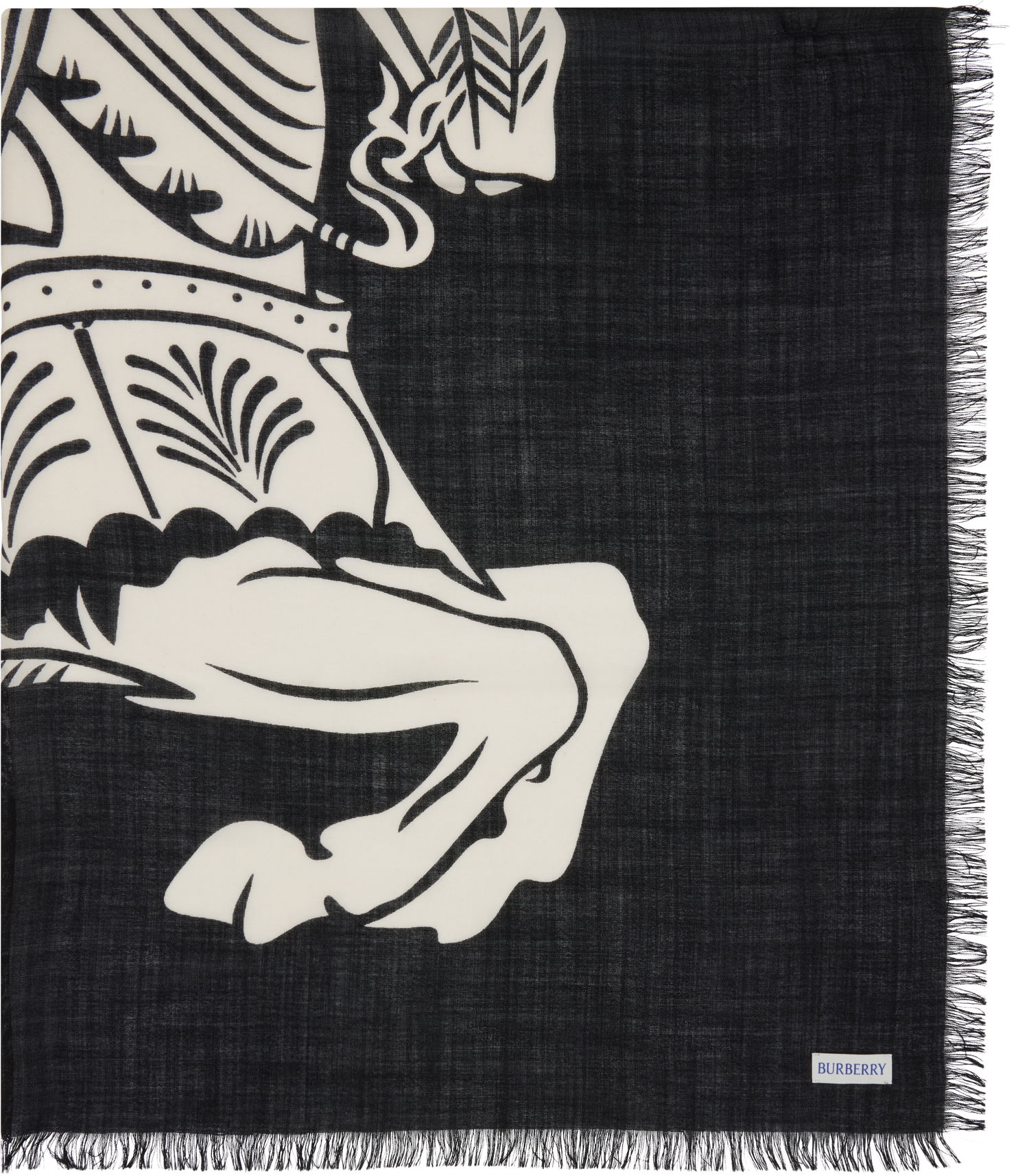 Шал Burberry Burberry Wide EKD Wool Scarf Черно | 8113032, 0